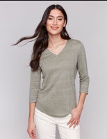Charlie B 3/4 Sleeve V Neck