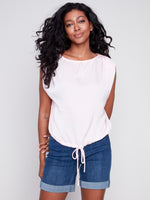 Charlie B Crewneck Drawcord Light Pink