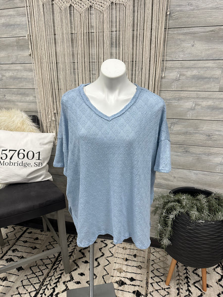 Plus Blue Knit Top