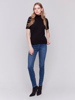 Charlie B Mock Neck Short Sleeve