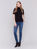 Charlie B Mock Neck Short Sleeve