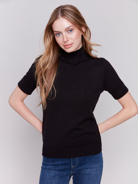 Charlie B Mock Neck Short Sleeve