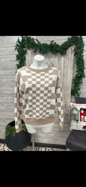 Khaki Checkered Sweater