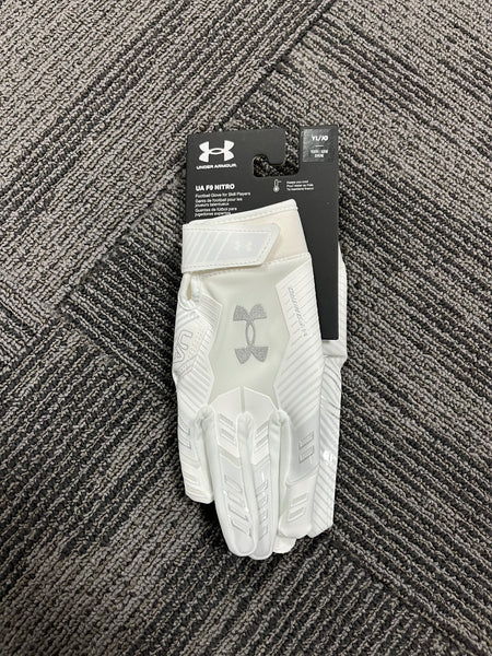 UA Youth White Football Gloves