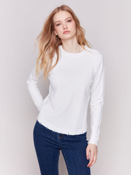 Charlie B Crew Neck Drop Shoulder Sweater Cream