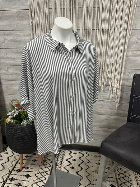 Plus Stripped Button Up