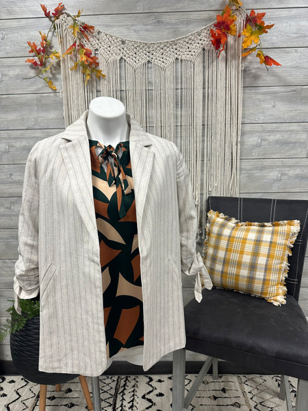 Ruched Sleeve Blazer