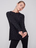 Charlie B Black Swing Top Stripes