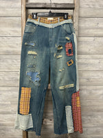 Patch Detail Wide Denim Pants