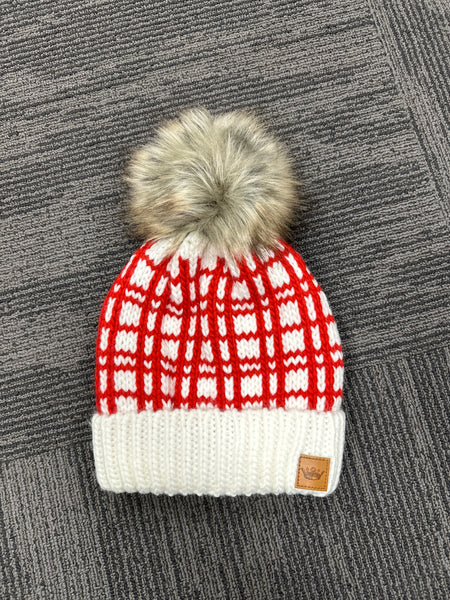 Cream/Red Beanie