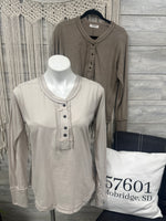 V Neck Buttons Long Sleeve