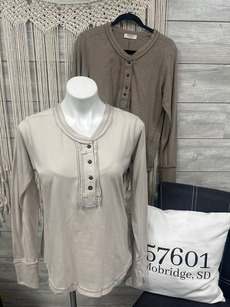 V Neck Buttons Long Sleeve