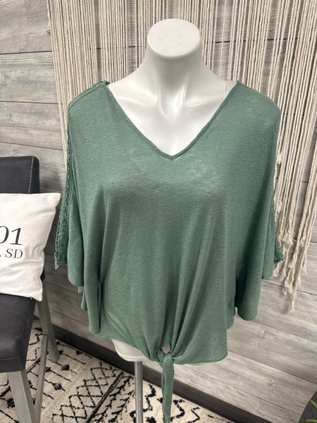 V Neck Lace Insert Kimono