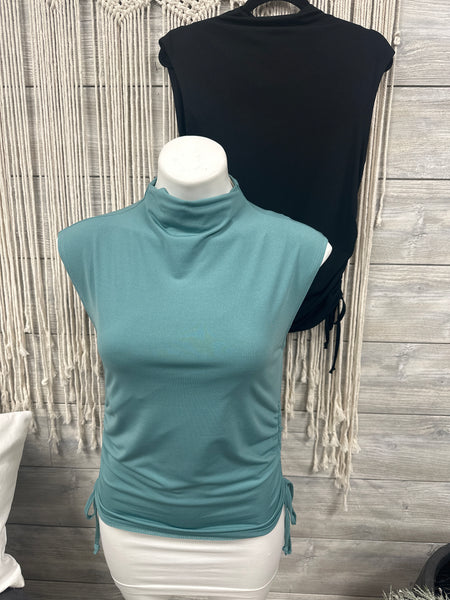 Ruched Mock Neck