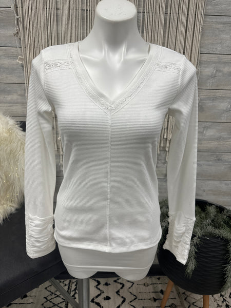 Hem and Thread V Neck Thermal
