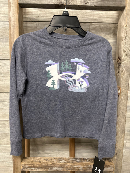 UA Washed Navy LS YS-YXL