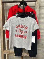 UA 3 Piece Set Red/Black 2T-4T