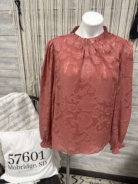 Dusty Rose Floral Blouse