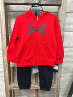 UA 3 Piece Set Red/Black 2T-4T