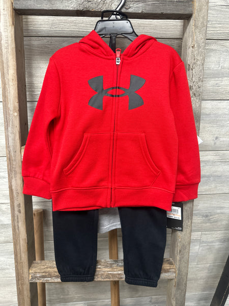 UA 3 Piece Set Red/Black 2T-4T