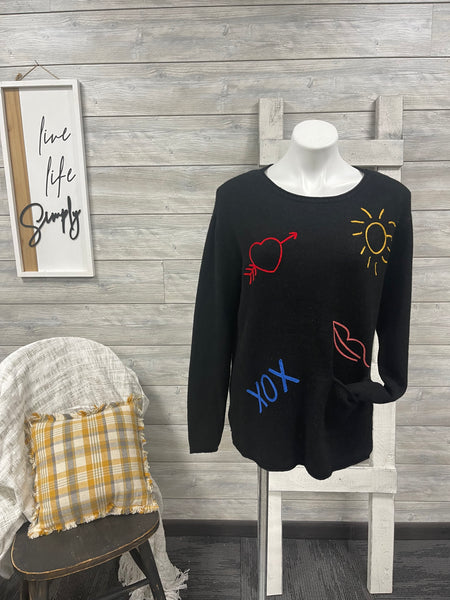 Charlie B Printed Noir Sweater