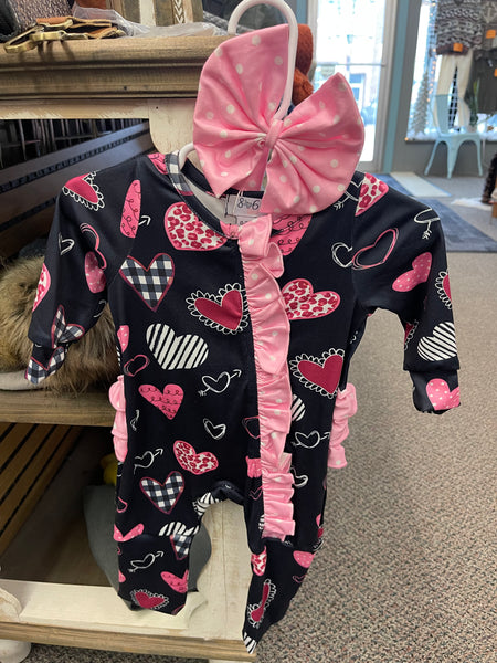 Valentine Romper Pink W/Bow